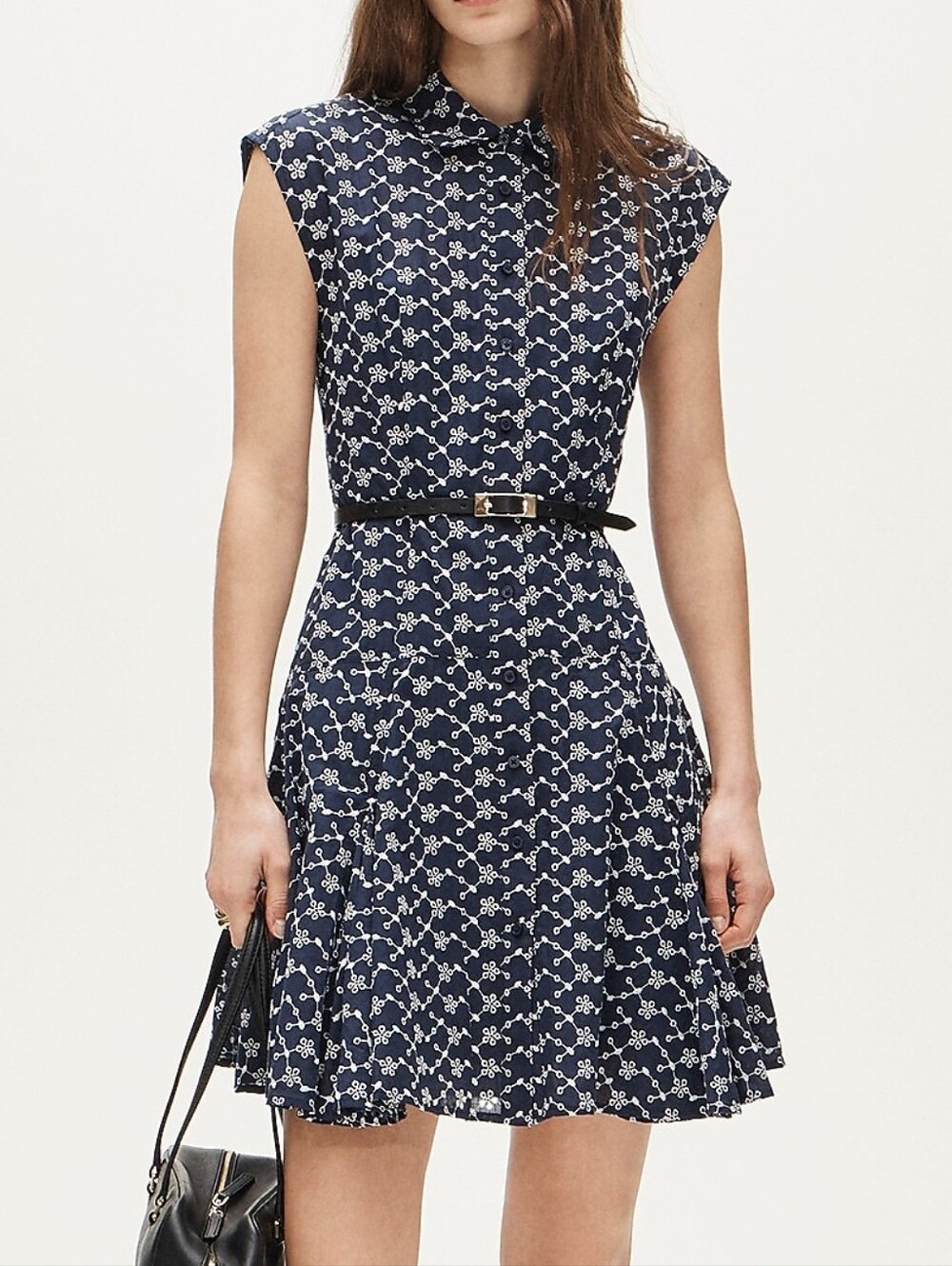 NWT  J Crew Mini Eyelet Shirt Dress White Blue Size 0